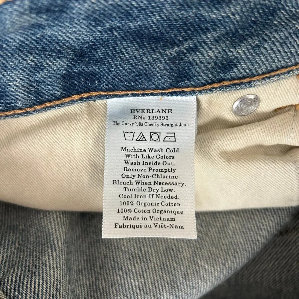 NWT Everlane The Curvy 90's Cheeky Straight Jean Light Wash Denim Size 30 Womens